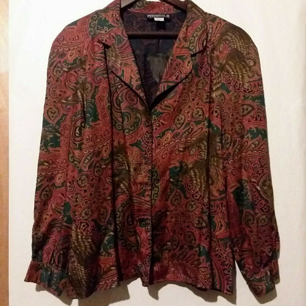 VTG Personal II‎ Blouse Light Blazer/Jacket Button-Down Shoulder Pads 20W